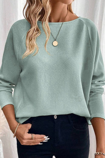 Women's Moonlight Jade Raglan Knit Top in Textured Viscose Blend