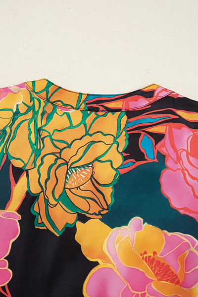Women's Lightweight Floral Print Blouse - Casual Short Sleeve Top for Spring & Summer Style
