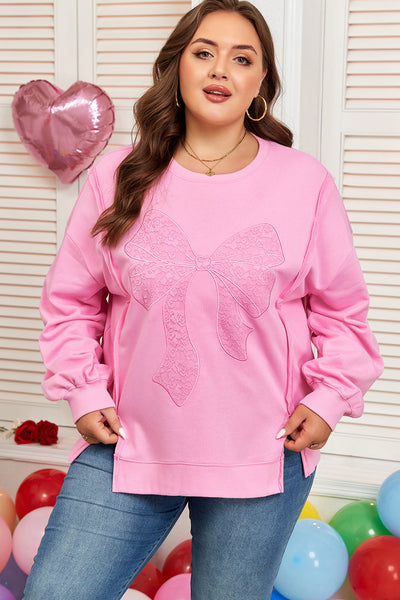 Plus Size Women's Pink Cozy Sweatshirt - Soft Casual Wear for Everyday Comfort and Effortless Style