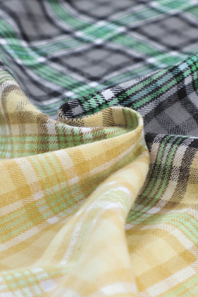 Green Plaid Patchwork Button Up Shacket with Chest Pocket