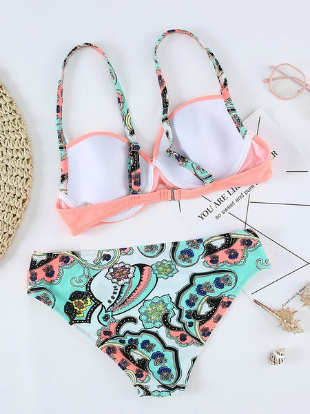 Women's Seductive Pink Push-up Bikini Set with Padded Gather