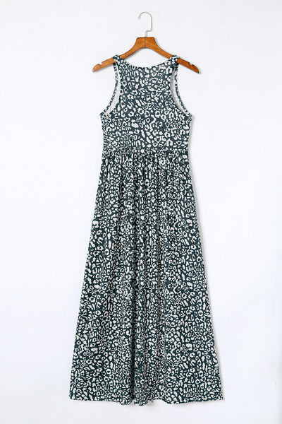 Women's Round Neck Sleeveless Polka Dot Print Dress
