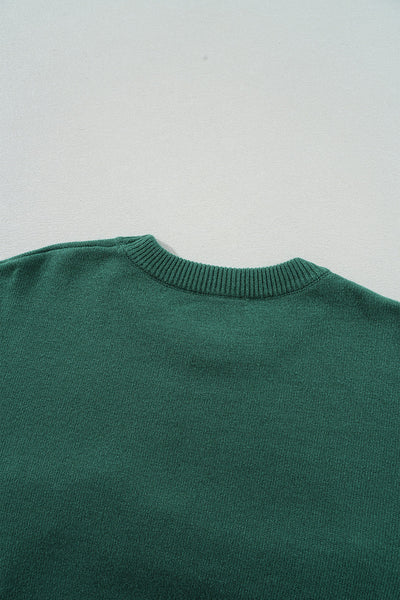 Women's Cozy Blackish Green Pearl Beaded Sweater - Casual Chic Design for Effortless Everyday Style
