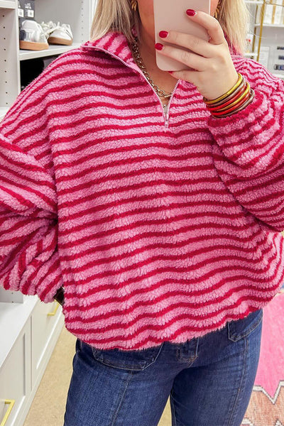 stylish women's pink striped sweatshirt - cozy casual top for everyday comfort and effortless fashion made for easy styling and wardrobe coordination,