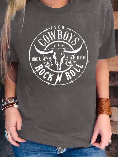 Wild West Inspired Graphic Tee in Charcoal Gray