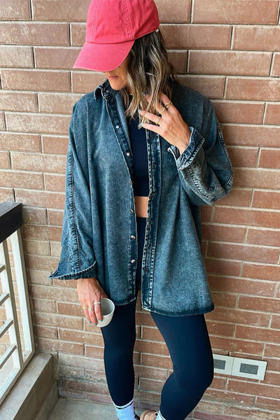 Women's Real Teal Contrast Panel Boyfriend Denim Jacket with Patchwork Design - Trendy and Comfortable Fit