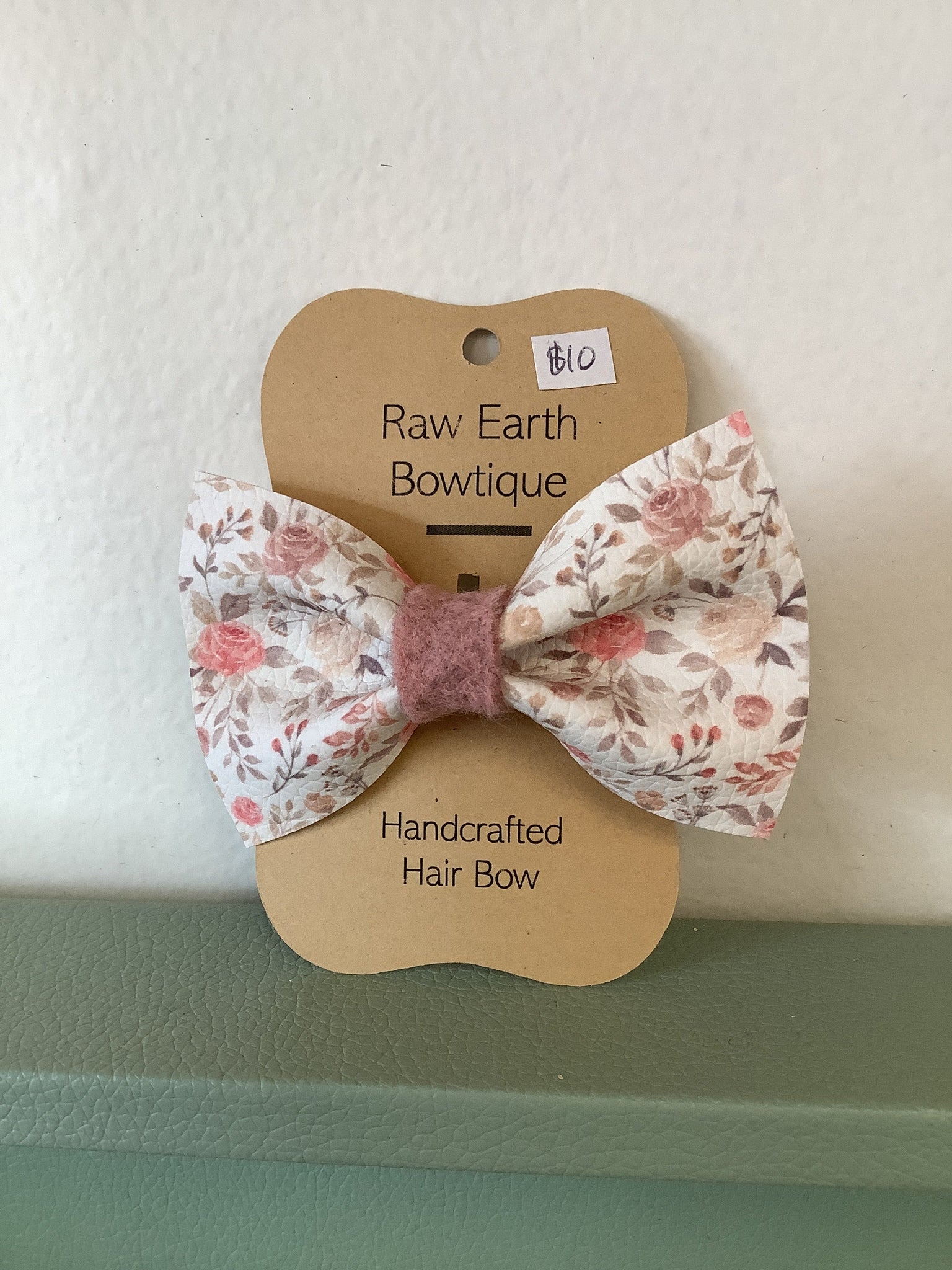 Raw Earth Bowtique Pink Floral Hair Bow Clip
