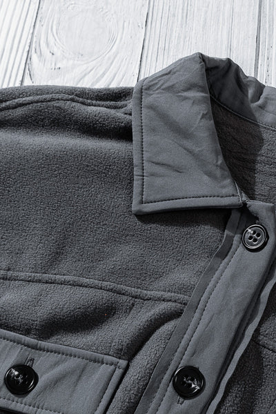 Stylish Women's Gray Button-Up Shirt Jacket with Turn Down Collar - Versatile Outerwear for All Seasons and Occasions