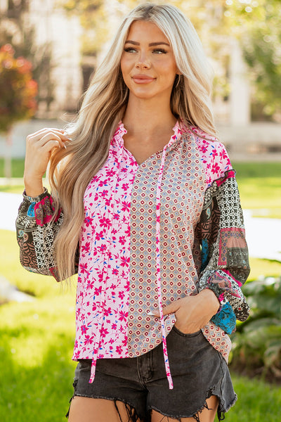 Women's Lightweight Floral Print Blouse - Stylish & Comfortable Top for Spring/Summer Casual Outfits