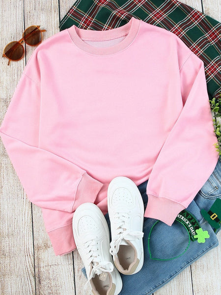 Cozy Pink Crew Neck Long Sleeve Sweatshirt