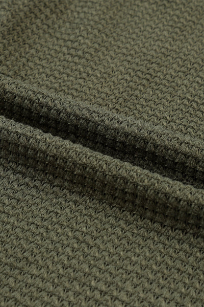 Solid Button Pocket Waffle Jacket