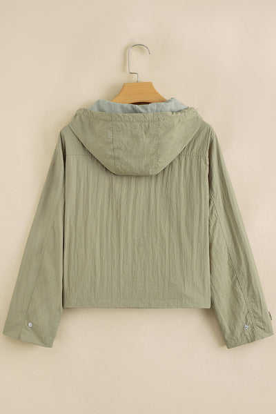 Olive Green Women's Hooded Utility Jacket - Casual Comfort with Functional Pockets for Effortless Everyday Style