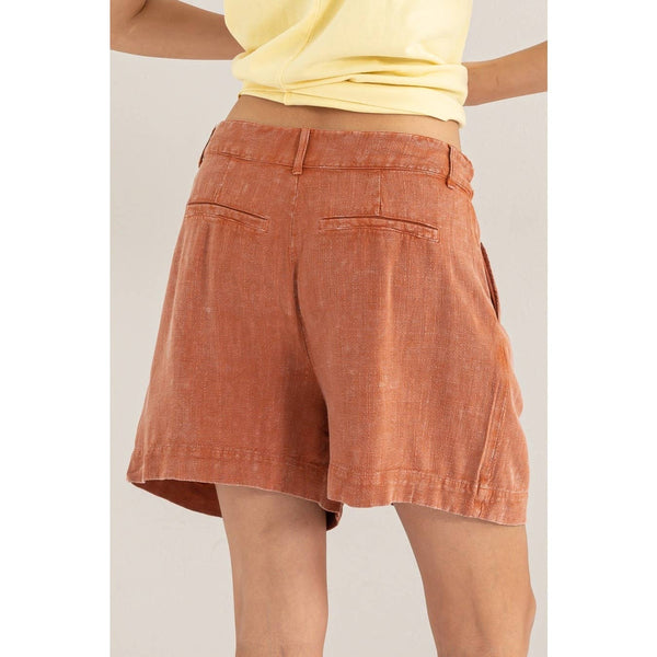 Mineral Washed Linen Shorts