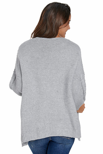 Oversized Cozy Gray Chunky Knit Cardigan for Women - Stylish Long Sleeve Sweater for Casual Comfort and Everyday Wear