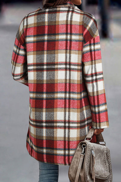 Stylish Lapel Wool Blend Coat with Long Sleeves