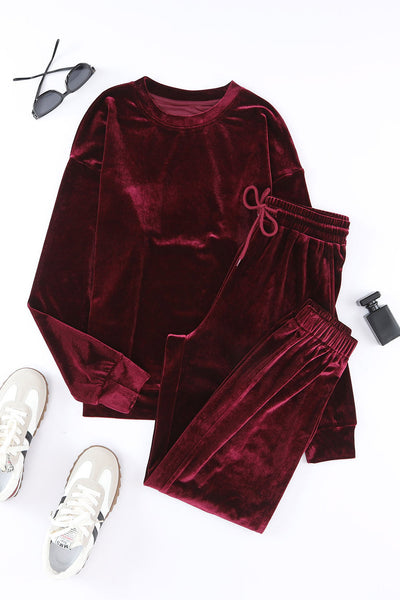 Velvet Red Lounge Set with Fiery Vibe