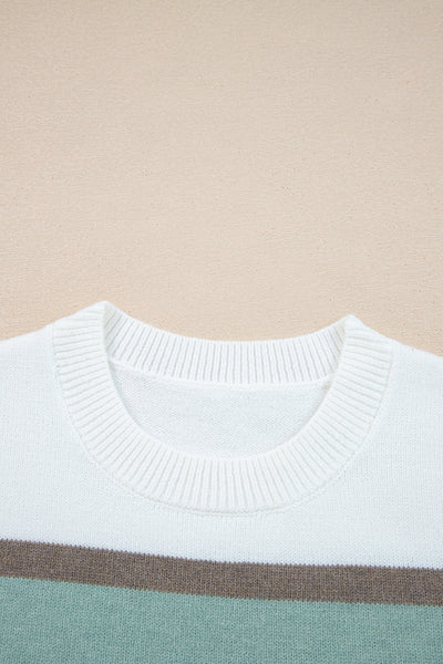 Women's Multi-Color Striped Drop Shoulder Knit Sweater
