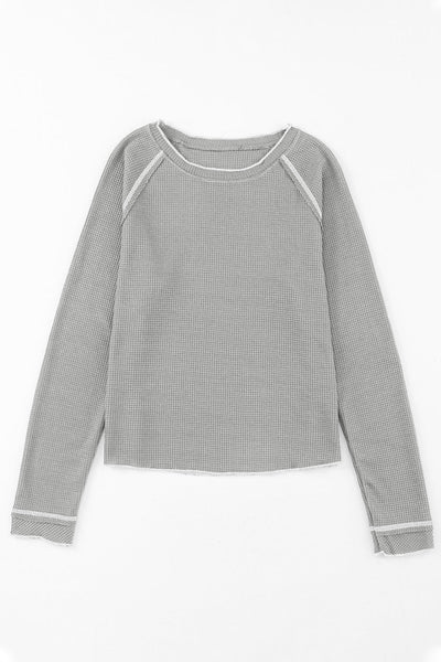 Cozy Fit Textured Knit Long Sleeve Top for Women - Stylish Layering Essential for Casual Outings in Soft Fabric