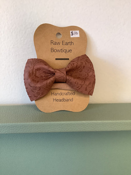 Raw Earth Bowtique Clay Lace Print Headband
