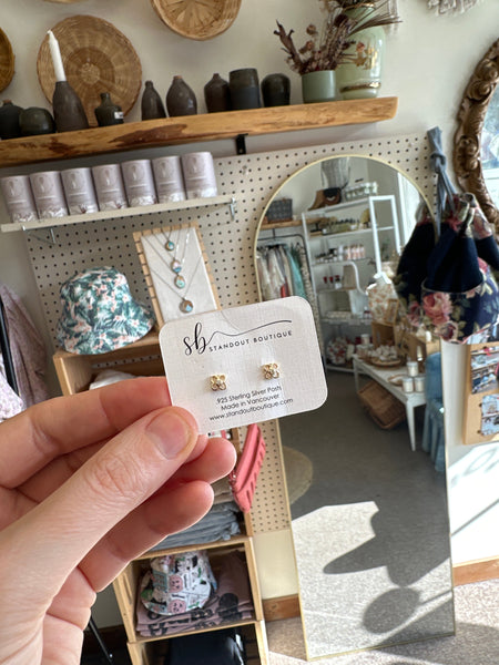 Standout Boutique Gold Flower with Crystals Studs