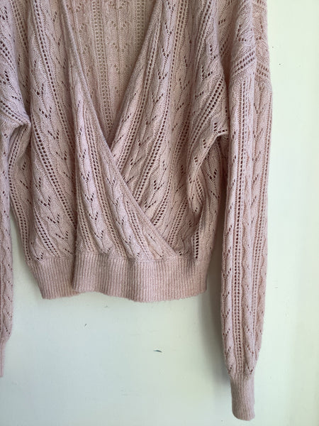 RW&CO Soft Blush Pink Wrap Sweater