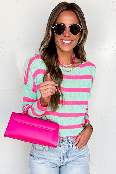 Cozy Women's Striped Cotton Blend Sweater Stylish Fit for Casual Outings and Everyday Comfort made for easy styling and wardrobe coordination, with