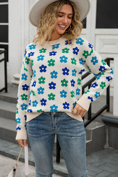 Cozy Pastel Floral Knit Sweater for Women Chic, Stylish Design Perfect for Every Season and Occasion