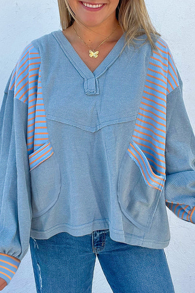 Trendy Women's Cozy Patchwork Sweatshirt - Relaxed Fit for Casual Chic Style in Vibrant Colors and Soft Fabric