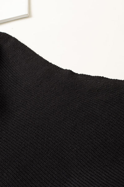Elegant Off-The-Shoulder Black Knit Sweater