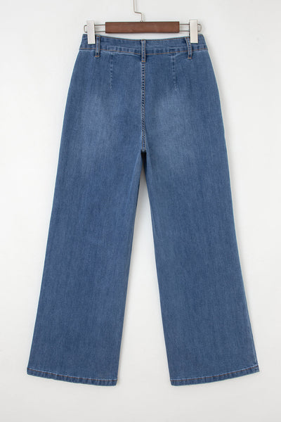 Chic Women's High Waist Blue Jeans - Flattering Fit for Everyday Comfort & Trendy Casual Looks