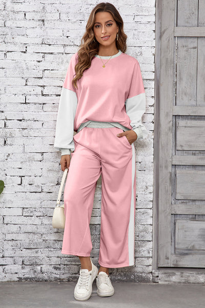 Trendy Women's Color Block Pant Set - Stylish Two-Piece Outfit for Casual Wear, Comfortable Fit & Modern Design
