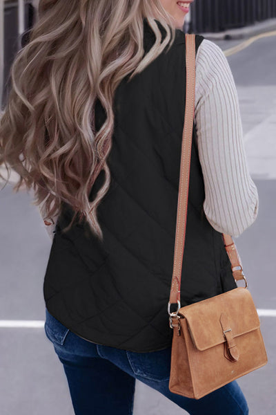 Solid Zipper Sleeveless Winter Warm Vest Jacket