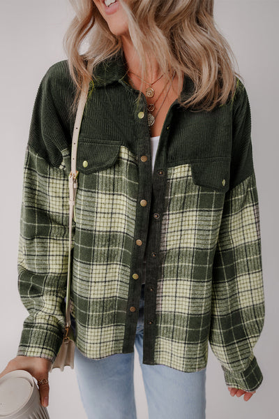 Plaid Zip-Up Hooded Coat with Pockets