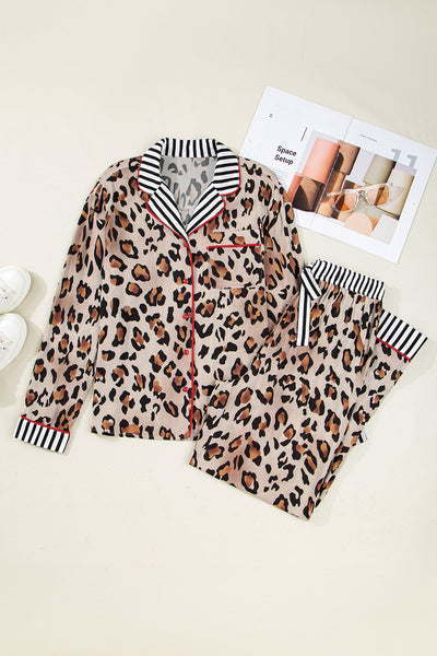 women's cozy leopard print pajama set - soft sleepwear with relaxed fit for ultimate comfort and style with practical styling and dependable