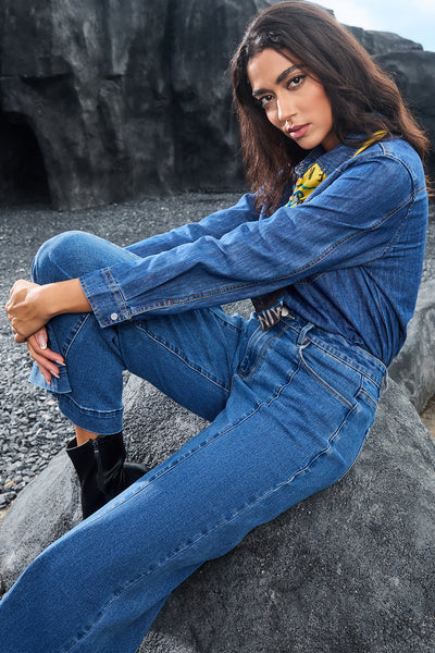 Chic High-Waisted Blue Jeans for Women - Slim Fit Denim for Effortless Everyday Style and Comfort