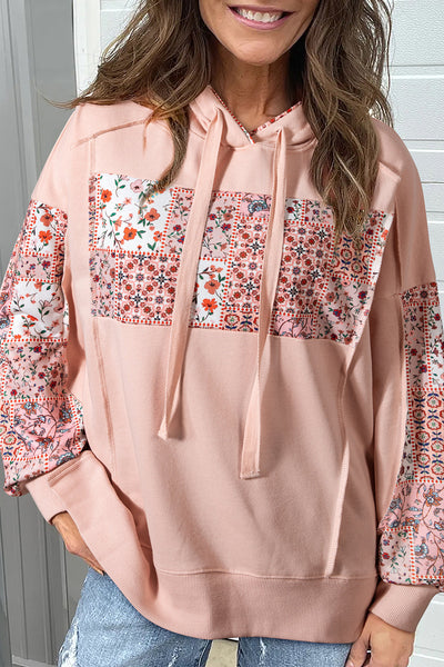 Cozy Women's Floral Patchwork Hoodie - Vibrant Casual Jacket with Relaxed Fit for Effortless Everyday Style