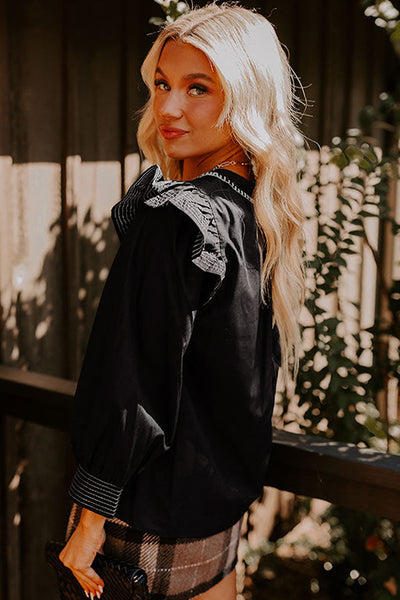 Stylish Women's Black Long Sleeve Top - Soft Fabric for Everyday Comfort and Versatile Layering in a Modern Fit