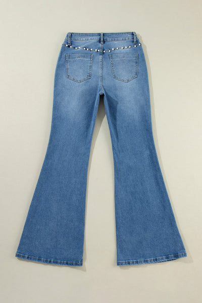 Women's Dusk Blue Pearl Boot Cut Denim Jeans in Jeans