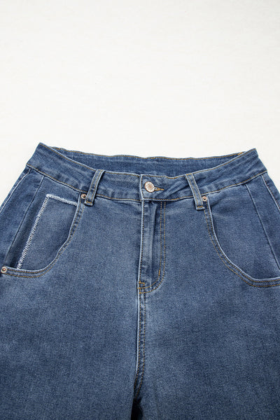 Chic Blue High-Waisted Jeans for Women  Flattering Fit Ideal for Casual Outings and Everyday Style