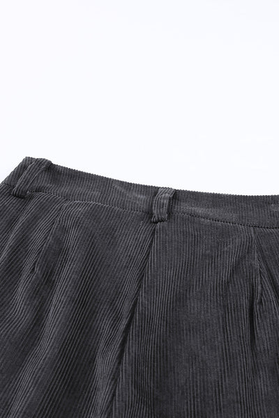 Chic High-Waisted Gray Corduroy Straight Leg Trousers for Women Stylish Comfort for Every Occasion