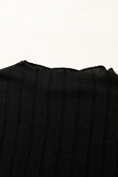 Elegant Black Ribbed Knit Mini Dress for Women Trendy Casual and Evening Style with Flattering Fit
