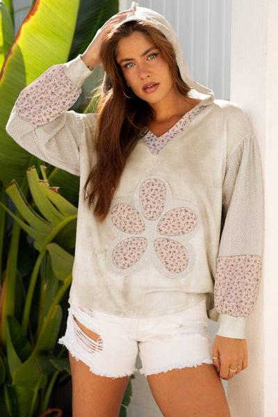 Vibrant Floral Patchwork Hoodie for Women - Cozy Casual Style with Relaxed Fit for Effortless Everyday Outfits