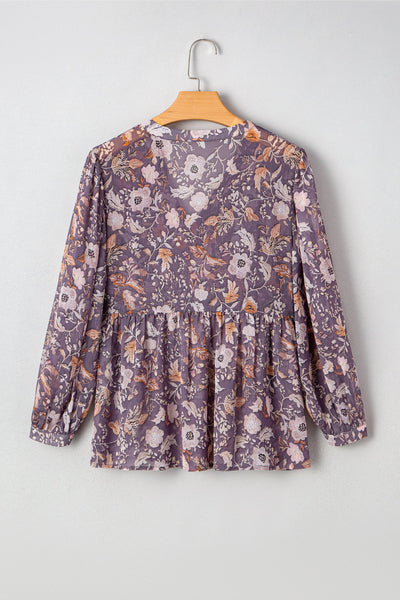 Pastel Floral Print Babydoll Blouse for Women - Short Sleeve, Lightweight Summer Top with Relaxed Fit and Breezy Style