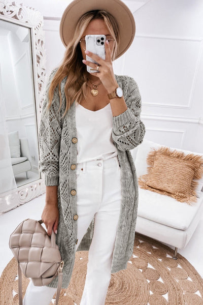 Chic Openwork Cardigan for Women - Lightweight Knit, Elegant Design, Perfect for Layering in Summer and Spring