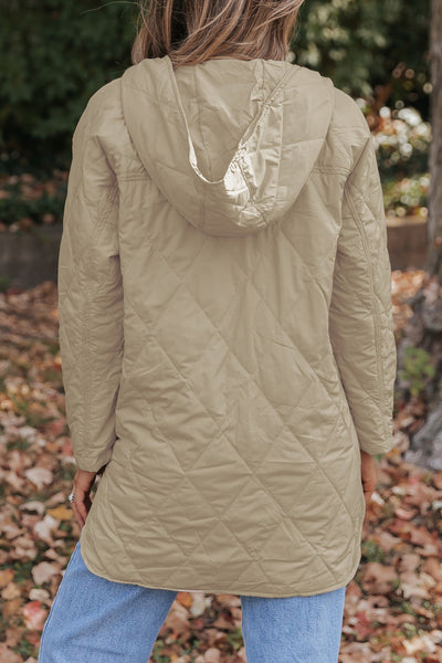 Women's Lightweight Hooded Quilted Coat in Sand Beige