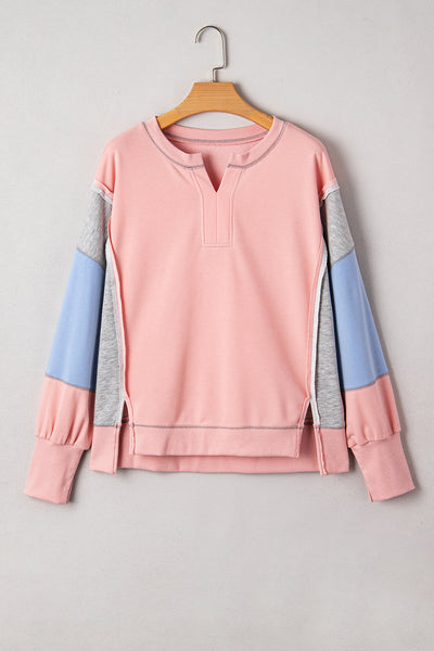 Cozy Women's Color Block Pullover Sweatshirt - Stylish and Trendy Casual Wear in Comfortable Fabrics