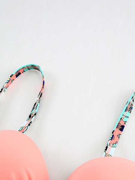 Women's Seductive Pink Push-up Bikini Set with Padded Gather