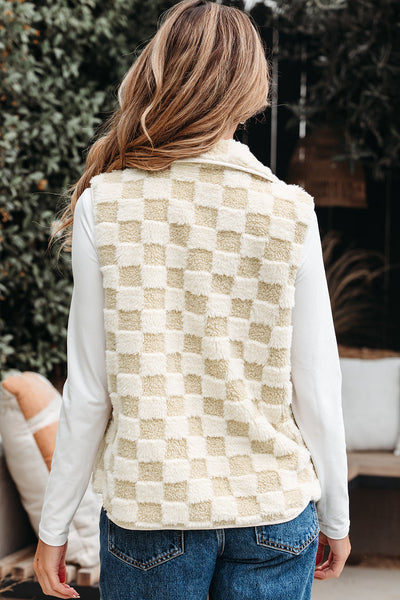 Soft Beige Cozy Women's Sherpa Vest Jacket - Stylish Layering Essential for Warmth and Comfort in Chill Weather