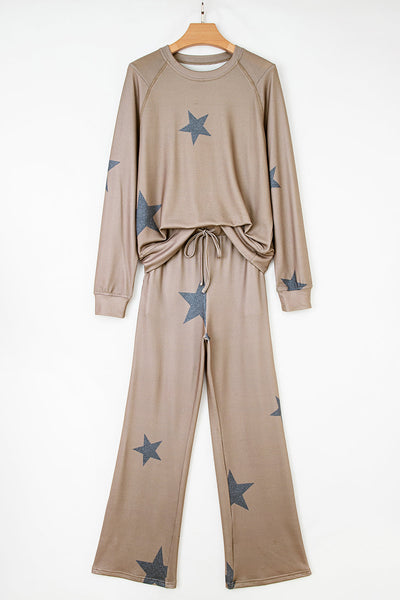 Cozy Women's Soft Cotton Star Print Lounge Set - Stylish Two-Piece Outfit for Relaxation and Home Comfort