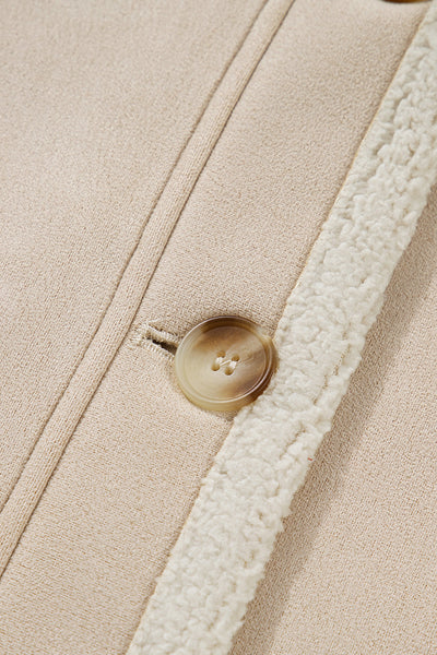 Cozy Women's Parchment Suede Sherpa-Lined Western Jacket - Relaxed Fit for Effortless Style and Warmth